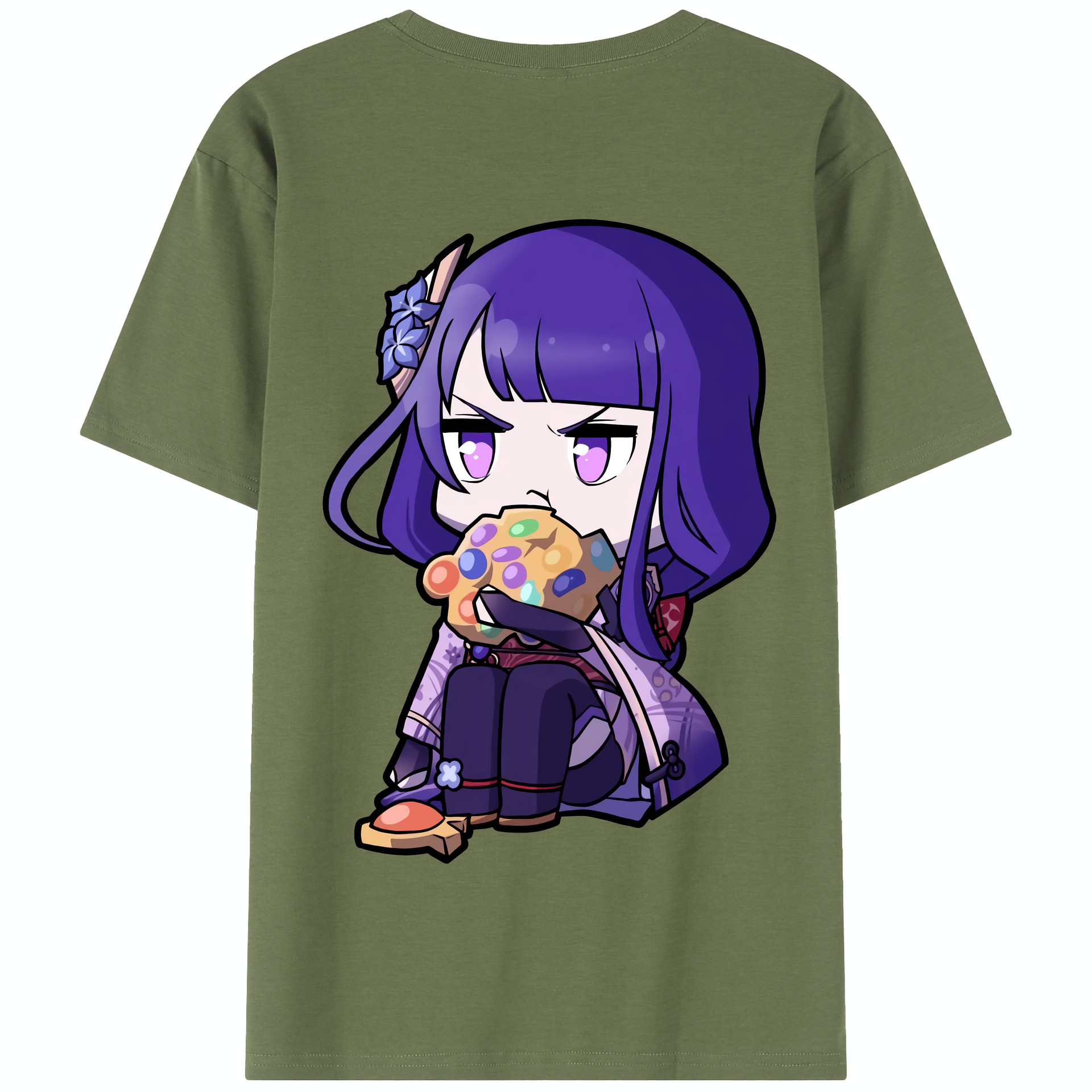 げんし神 雷電将軍 らいでんしょうぐん genshin Raiden Shogun 綿100％半袖Tシャツ（背面プリント）
